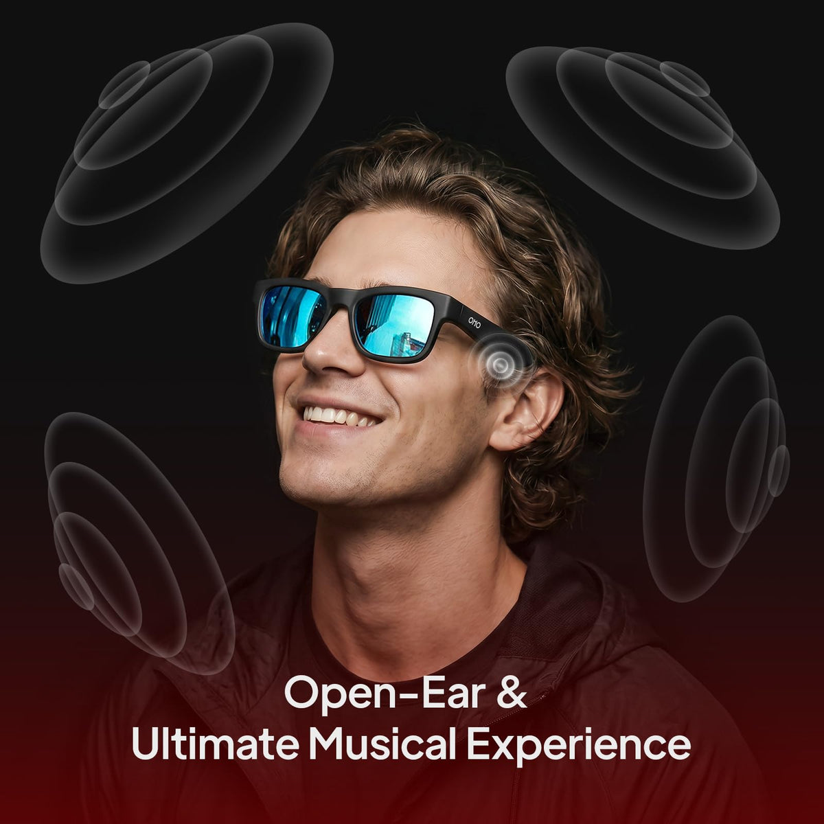 OHO AI Smart Glasses, UV400 Z87+ Audio Open Ear Bluetooth Sunglasses