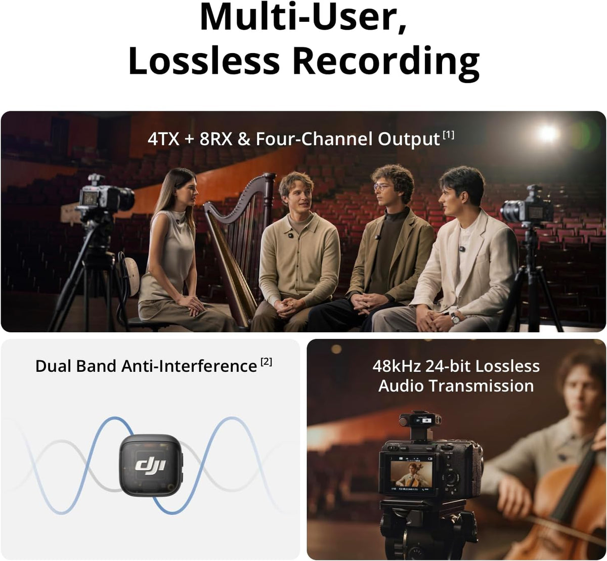 DJI Mic 3 (2 TX + 1 RX + Charging Case), Wireless Microphone