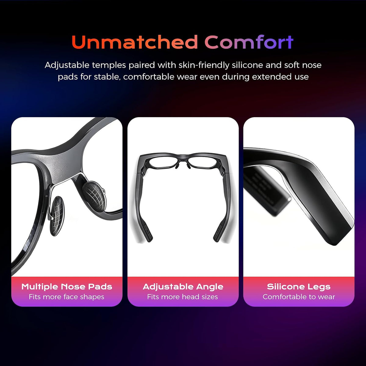 AR Smart Glasses, 150" 1080P Micro-OLED Display, 16MP Camera, 3DoF Ring Control, Android 14, 8G+128G, 36Â° FOV, Light Waveguide Lens for Streaming & Office AR Smart Glasses