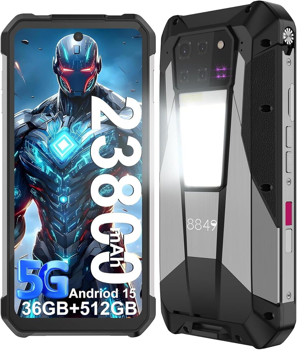 8849 Tank 3 Pro Phone Android 15, 23800mAh 5G Rugged Projector Smartphone