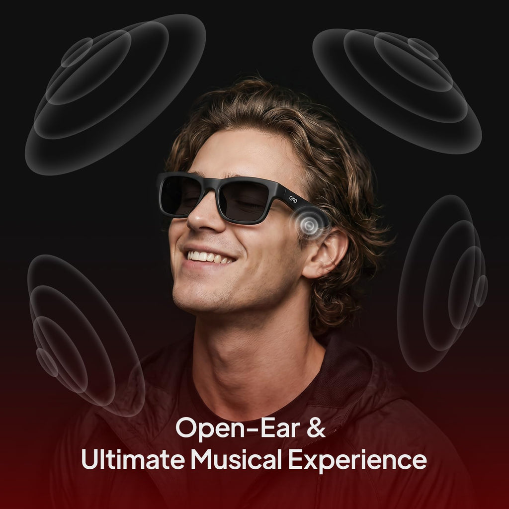 OHO AI Smart Glasses, UV400 Z87+ Audio Open Ear Bluetooth Sunglasses