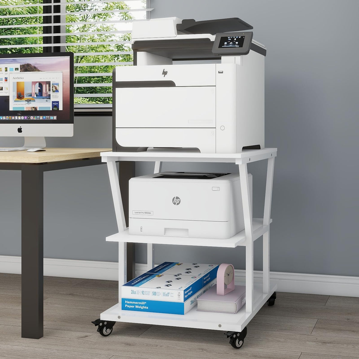 Natwind 2 Tier Printer Stand, 24''x24'',for Large Heavy Printers, Retro