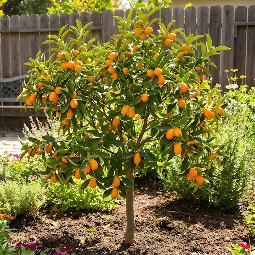 Meiwa Sweet Kumquat Tree Live Plant, 1 Gallon Pot, Fresh Round Sweet Fruit with Edible Peel, Fragrant Blooms | Ideal for Home Gardens and Patios (No Ship to CA, HI, AK)