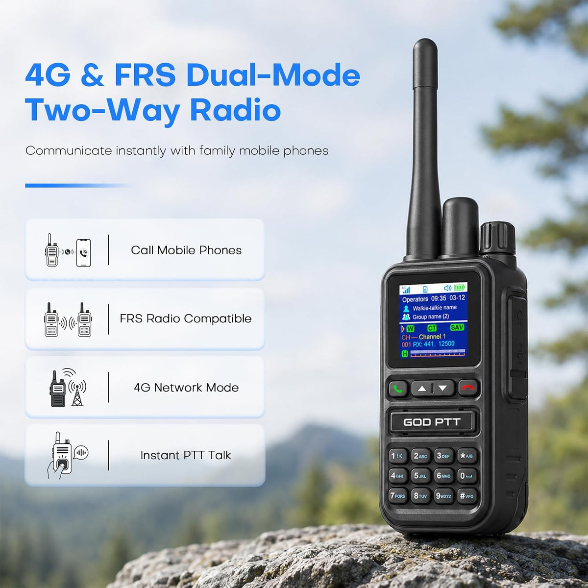PoC+FRS Dual Mode 4G LTE Long Range Walkie Talkies, Blackï¼2-Pack