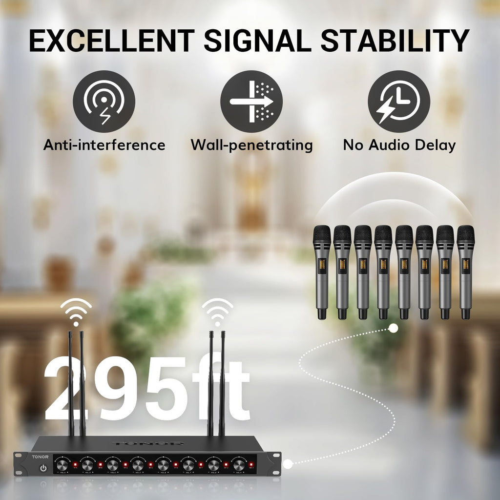 TONOR Wireless Microphone System, Handheld Mic Set with Headset/Lapel Mics
