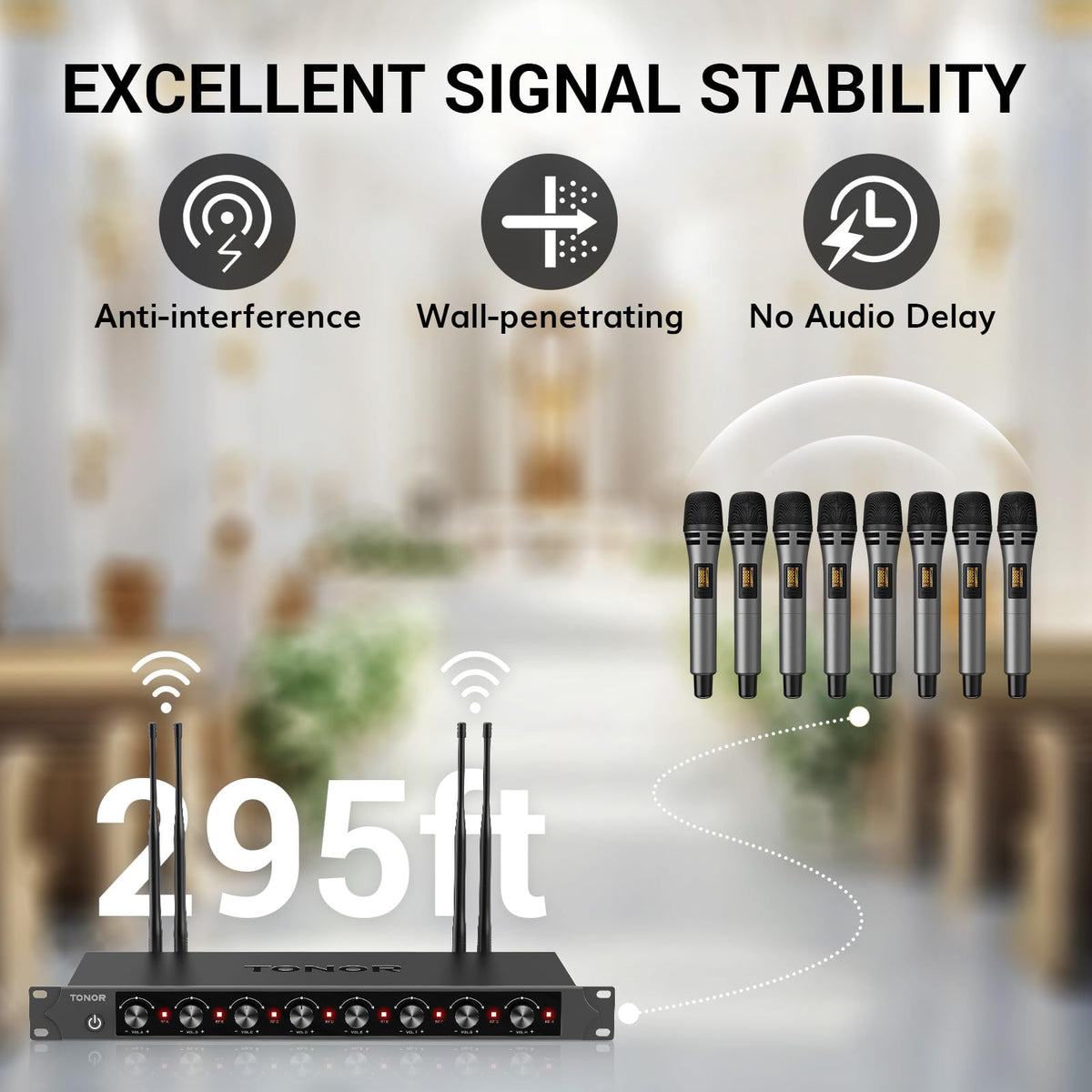 TONOR Wireless Microphone System, Handheld Mic Set with Headset/Lapel Mics