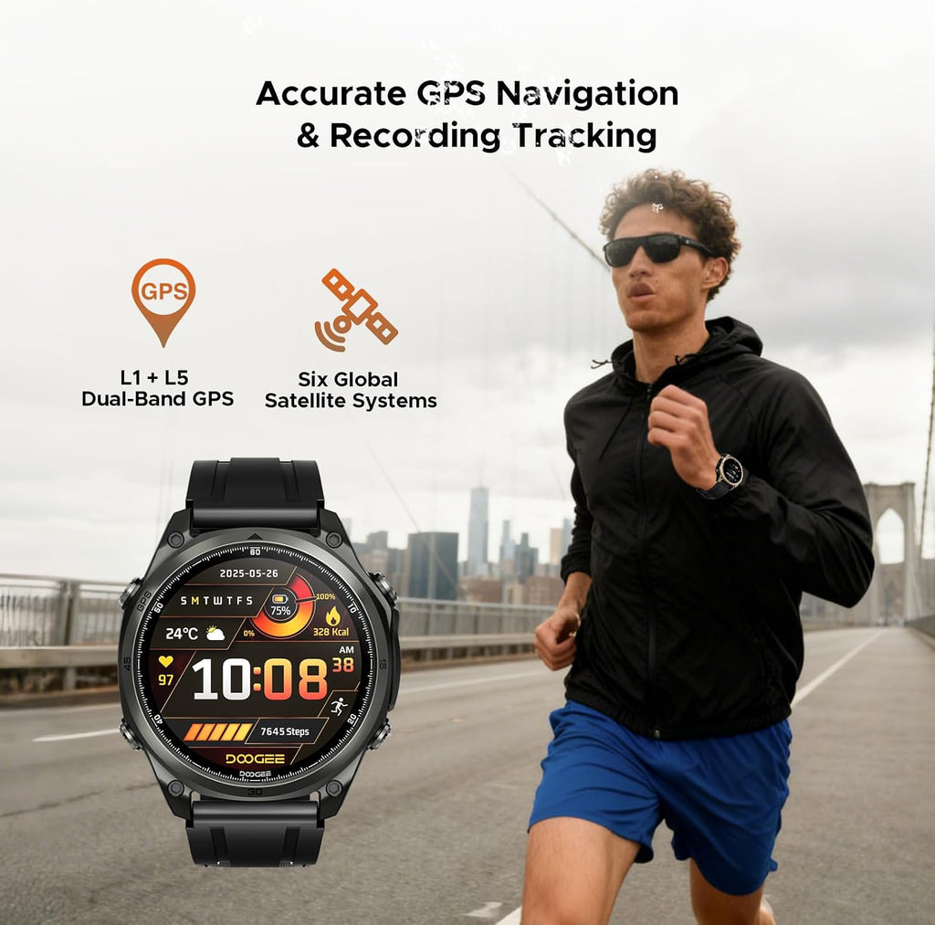 Anywise W1 GPS Smart Watches for Men, 6 Satellite Positioning, 50M Waterproof Fitness Tracker, 1.43'' AI Mens Smart Watch for Android Phone/iphone compatible,Answer/Make Call/12 Days Battery