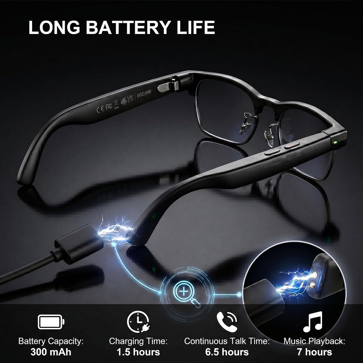 4K AI Smart Glasses with Camera, Bluetooth Call & Translation for Men Women