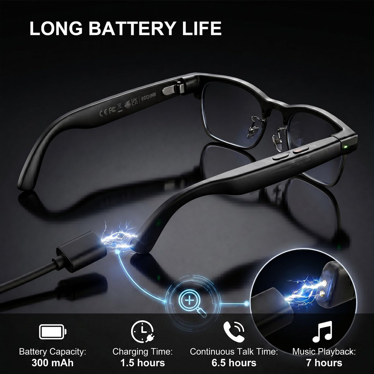 4K AI Smart Glasses with Camera, Bluetooth Call & Translation for Men Women