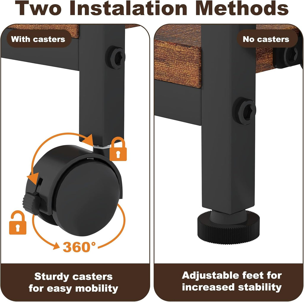 EasyCom 24"x20" Printer Stand with Storage, File Holder & Wheels, Brown