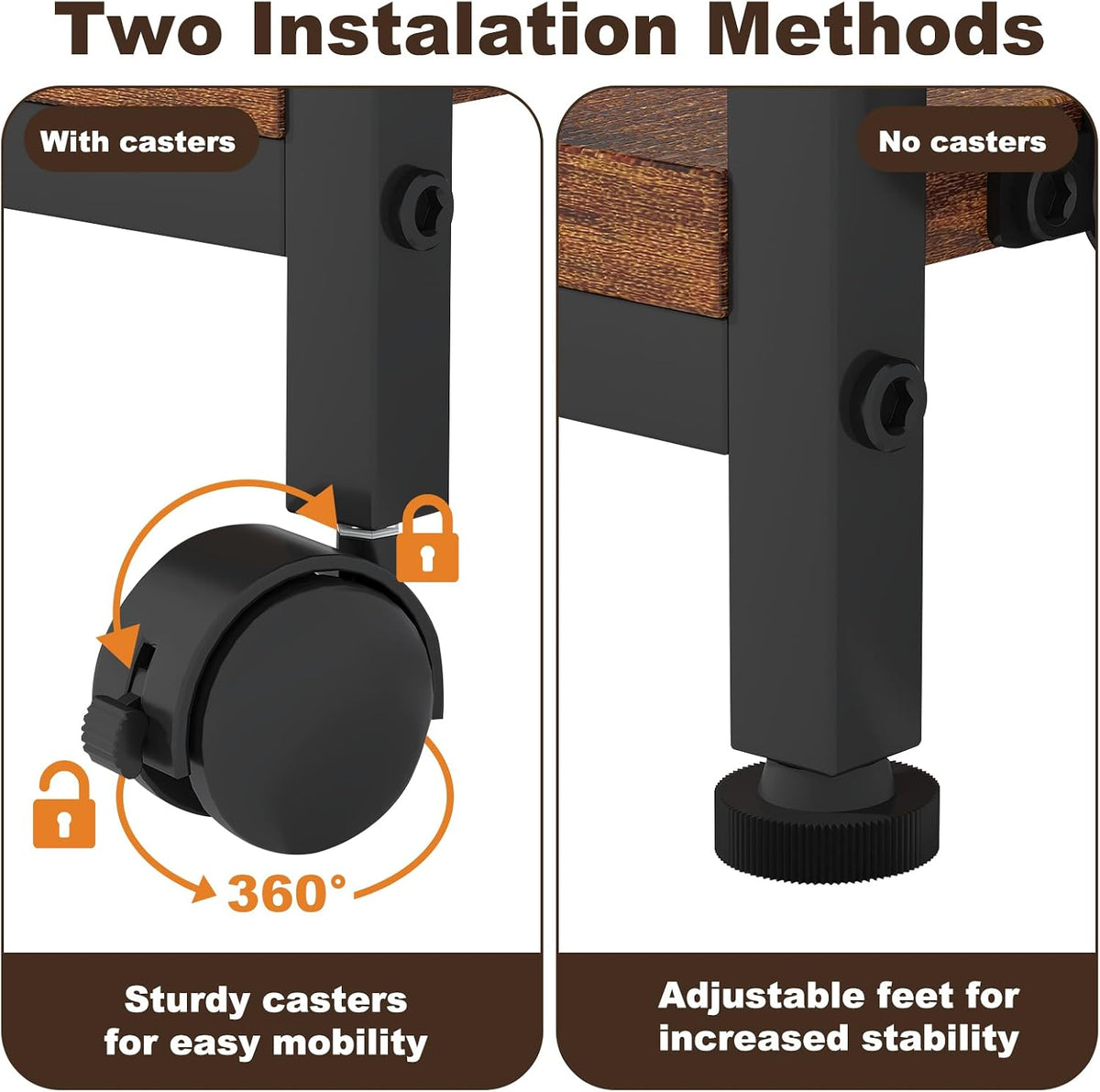 EasyCom 24"x20" Printer Stand with Storage, File Holder & Wheels, Brown