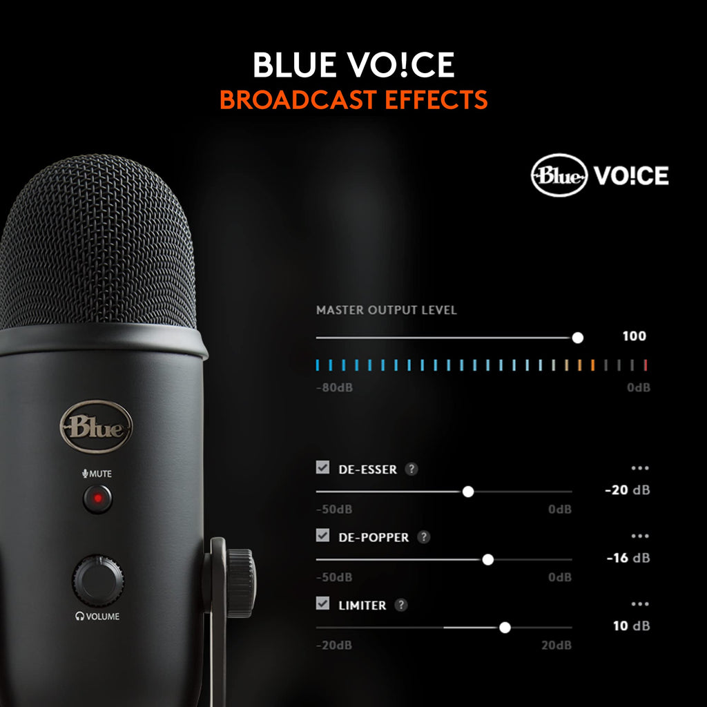 Logitech Creators Blue Yeti USB Microphone for PC, Mac, Gaming, Recording, Streaming, Podcasting, Studio and Computer Condenser Mic with Blue VO!CE Effects, 4 Pickup Patterns, Plug and Play - Silver