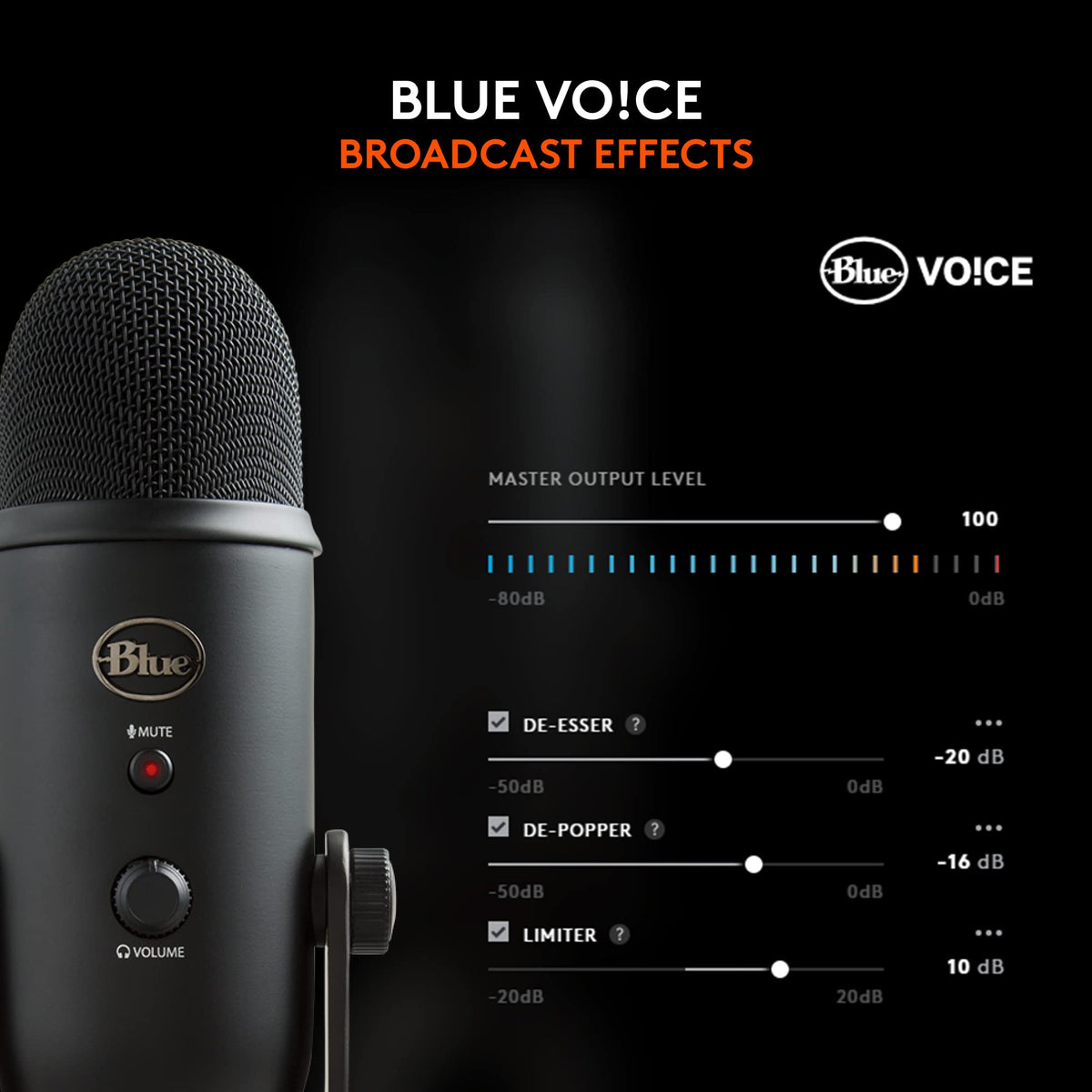 Logitech Creators Blue Yeti USB Microphone for PC, Mac, Gaming, Recording, Streaming, Podcasting, Studio and Computer Condenser Mic with Blue VO!CE Effects, 4 Pickup Patterns, Plug and Play - Silver