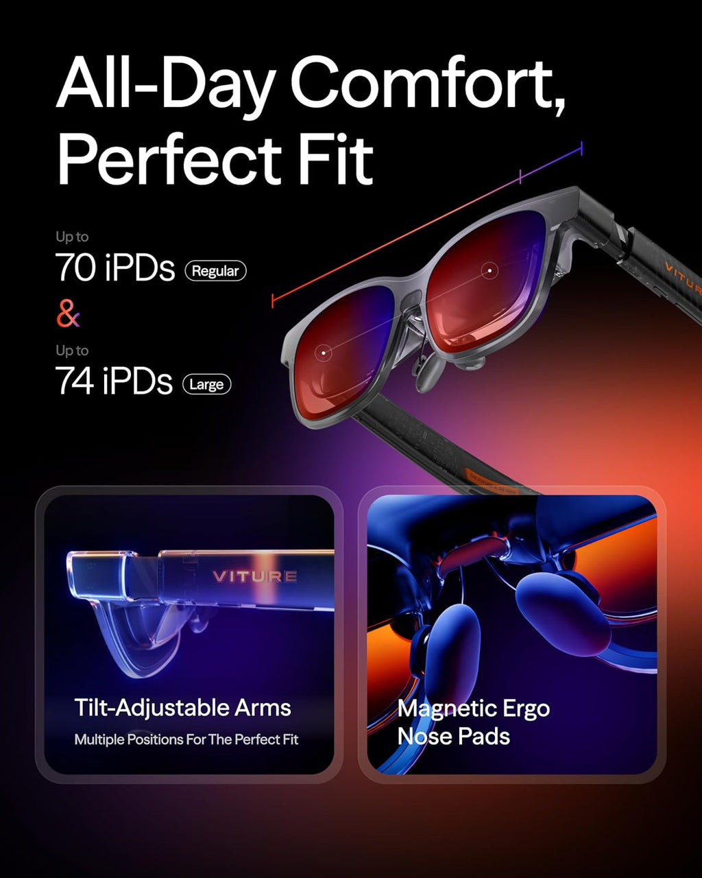 VITURE Luma Pro XR/AR Glasses, 152" 1200p 1000 Nits Sharp Screen, 52Â° FOV
