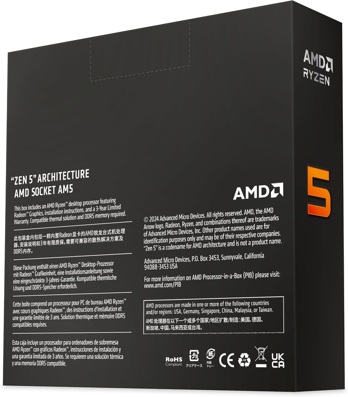 AMD Ryzenâ¢ 5 9600X 6-Core, 12-Thread Unlocked Desktop Processor