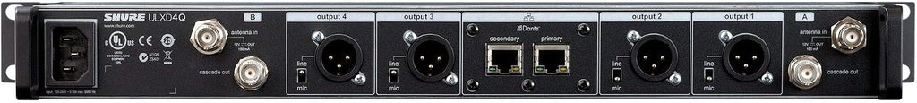 Shure ULXD4D Quad Channel Receiver - for use with ULX-D Digital Wireless Microphone Systems, Transmitters Sold Separately | J50A Band (ULXD4Q=-J50A)