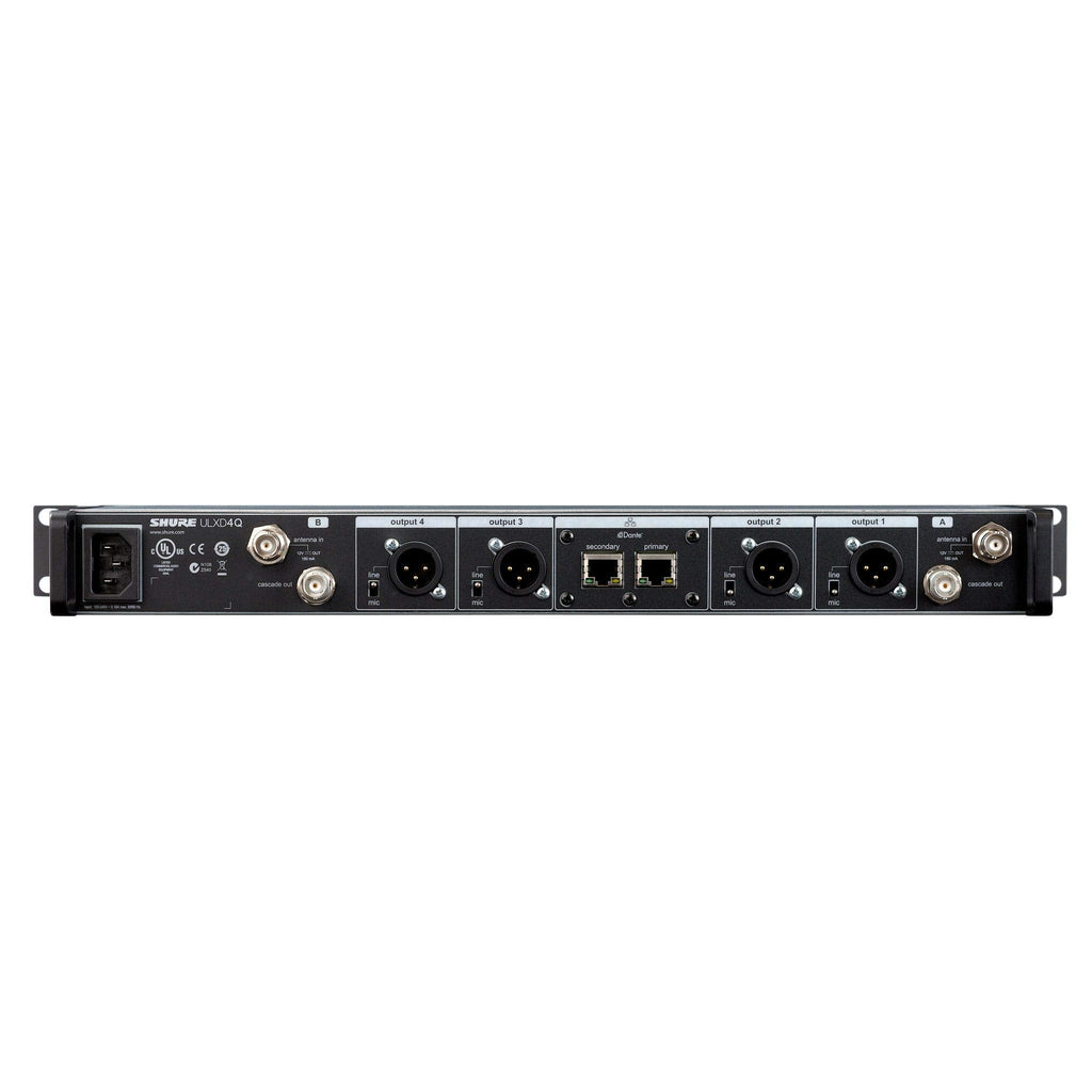 Shure ULXD4D Quad Channel Receiver - for use with ULX-D Digital Wireless Microphone Systems, Transmitters Sold Separately | J50A Band (ULXD4Q=-J50A)