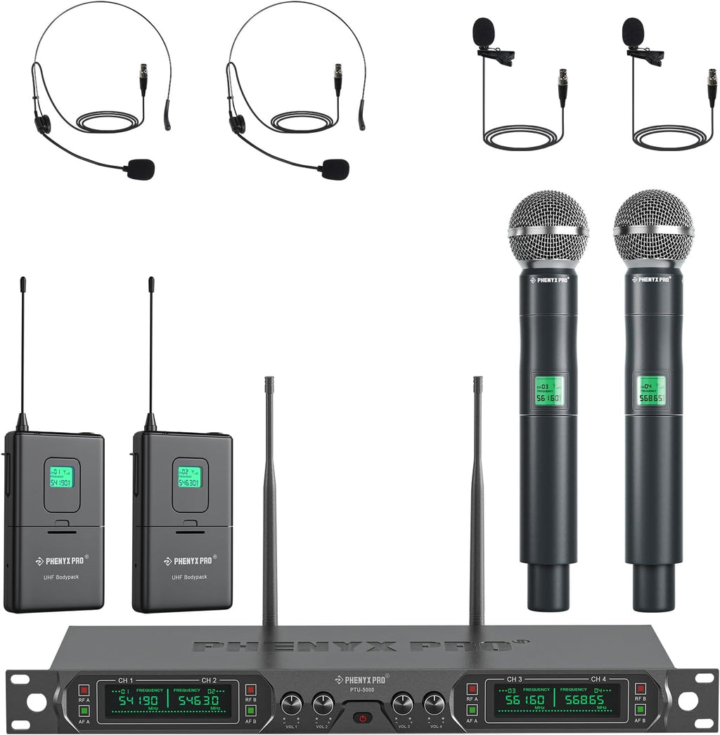 Phenyx Pro 4-Ch UHF Fixed Frequency Wireless Microphone PTU-5000-2H2B