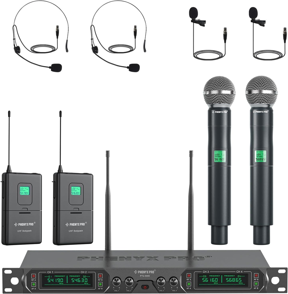 Phenyx Pro 4-Ch UHF Fixed Frequency Wireless Microphone PTU-5000-2H2B