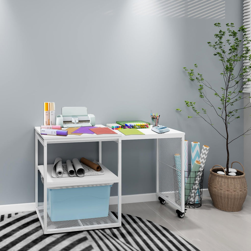 Natwind 24''x20'' Large Printer Stand,Extendable Home Craft Table,Retro