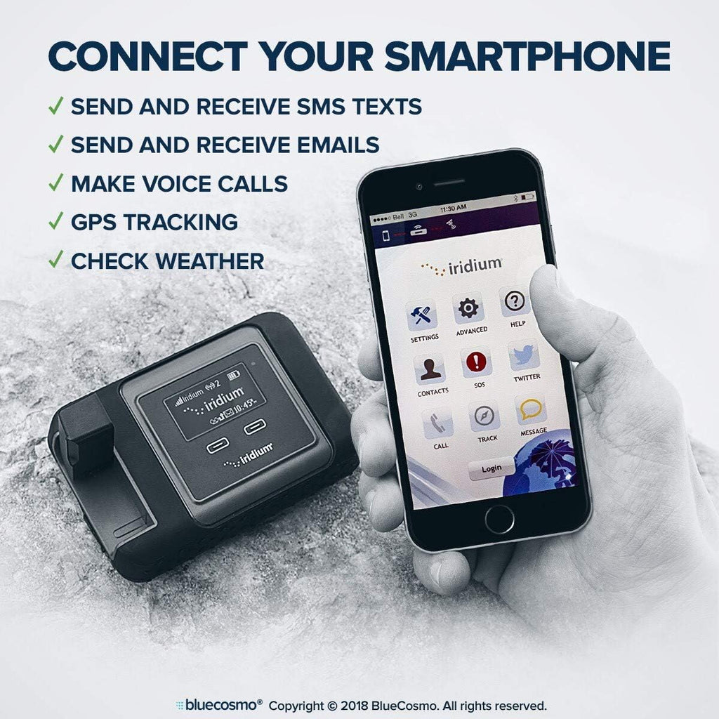 BlueCosmo Iridium GO! Satellite Phone Wi-Fi Hotspot for Voice, Messaging & Data with Prepaid BlueCosmo SIM