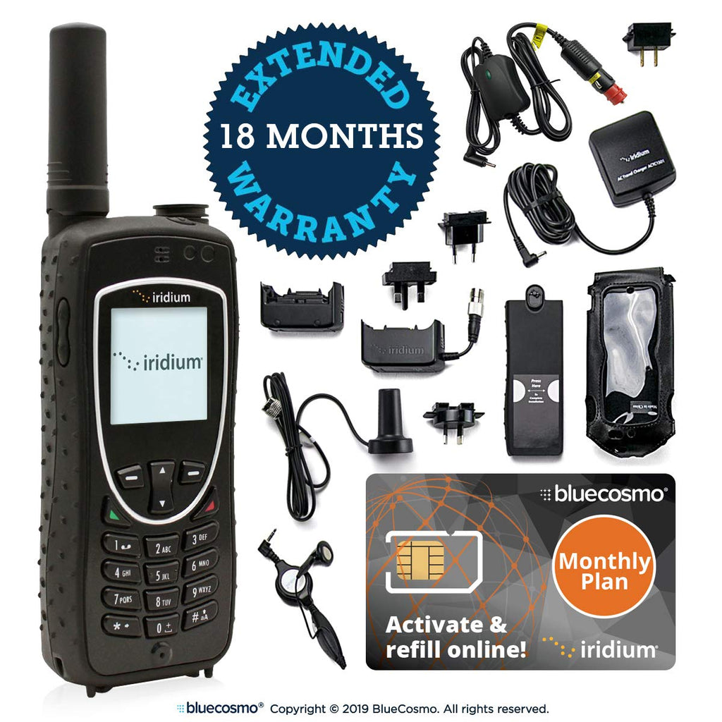 BlueCosmo Iridium Extreme Satellite Phone & 600 Minute 1 Year Global Prepaid SIM Card - Voice, SMS Text Messaging, GPS Tracking, Emergency SOS - Online Activation - 24/7