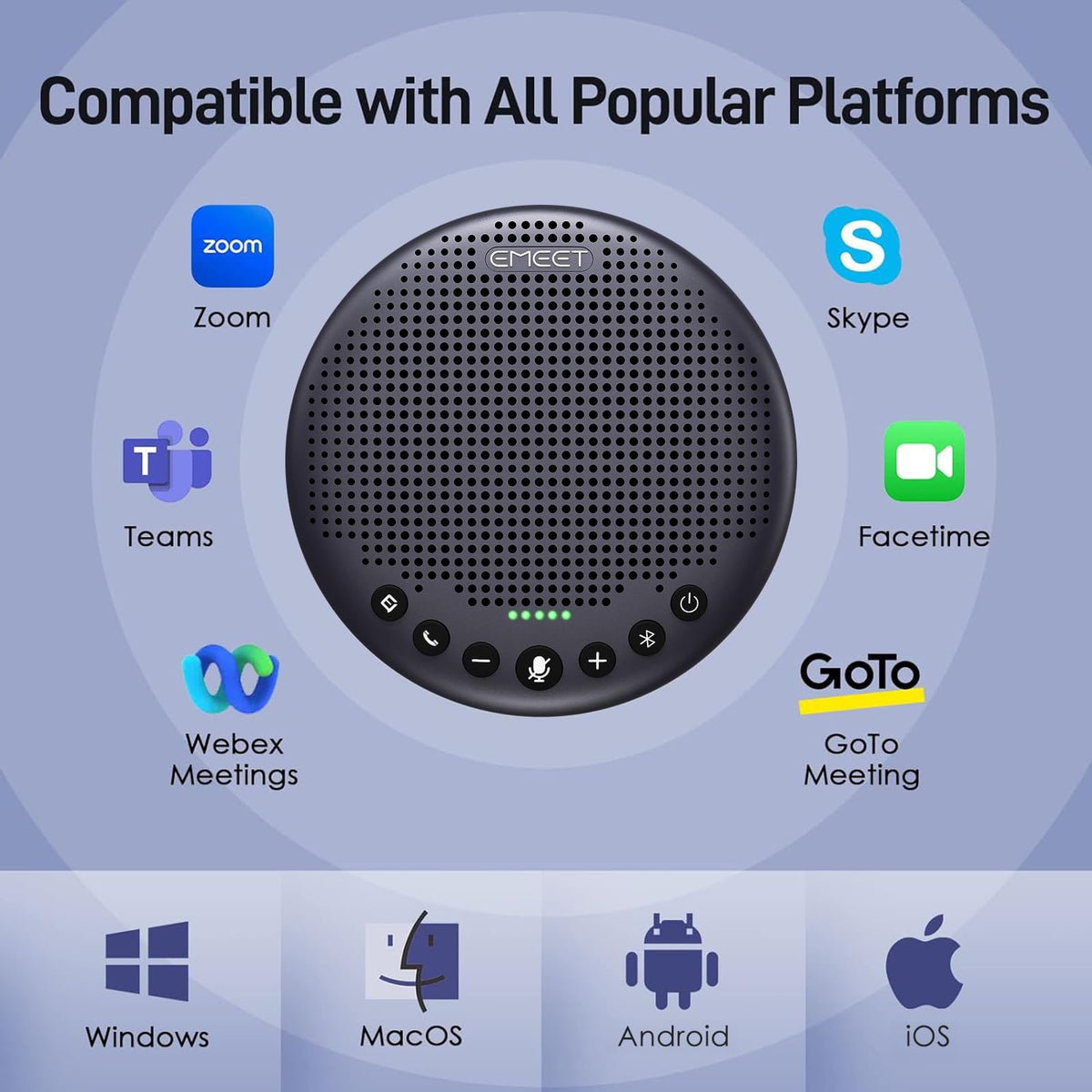 EMEET Luna Plus Kit Conference Speaker and Microphone with 8+1 Mics