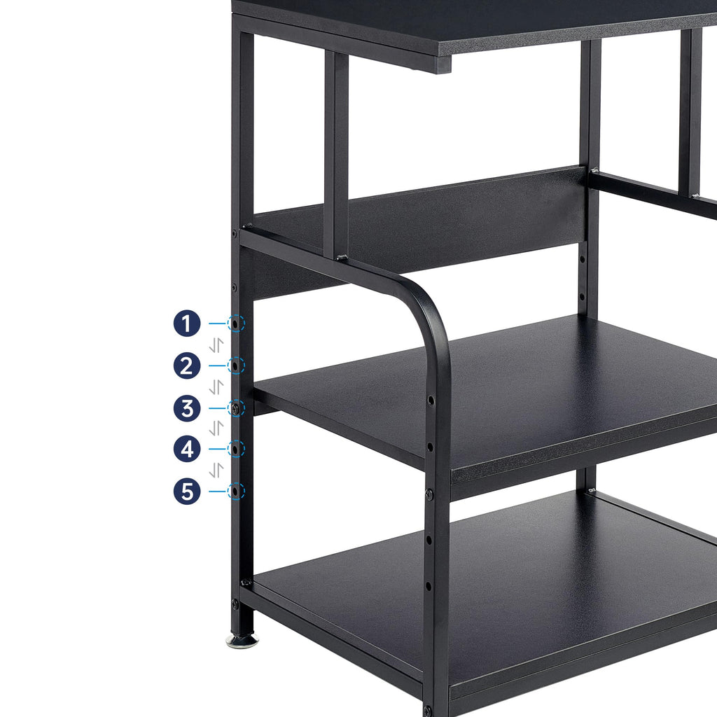 Fannova 3 Tier Gray Printer Stand with Height Adjustable Storage Shelf
