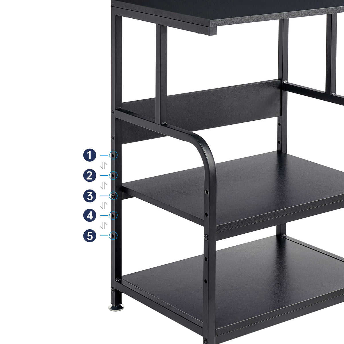Fannova 3 Tier Gray Printer Stand with Height Adjustable Storage Shelf