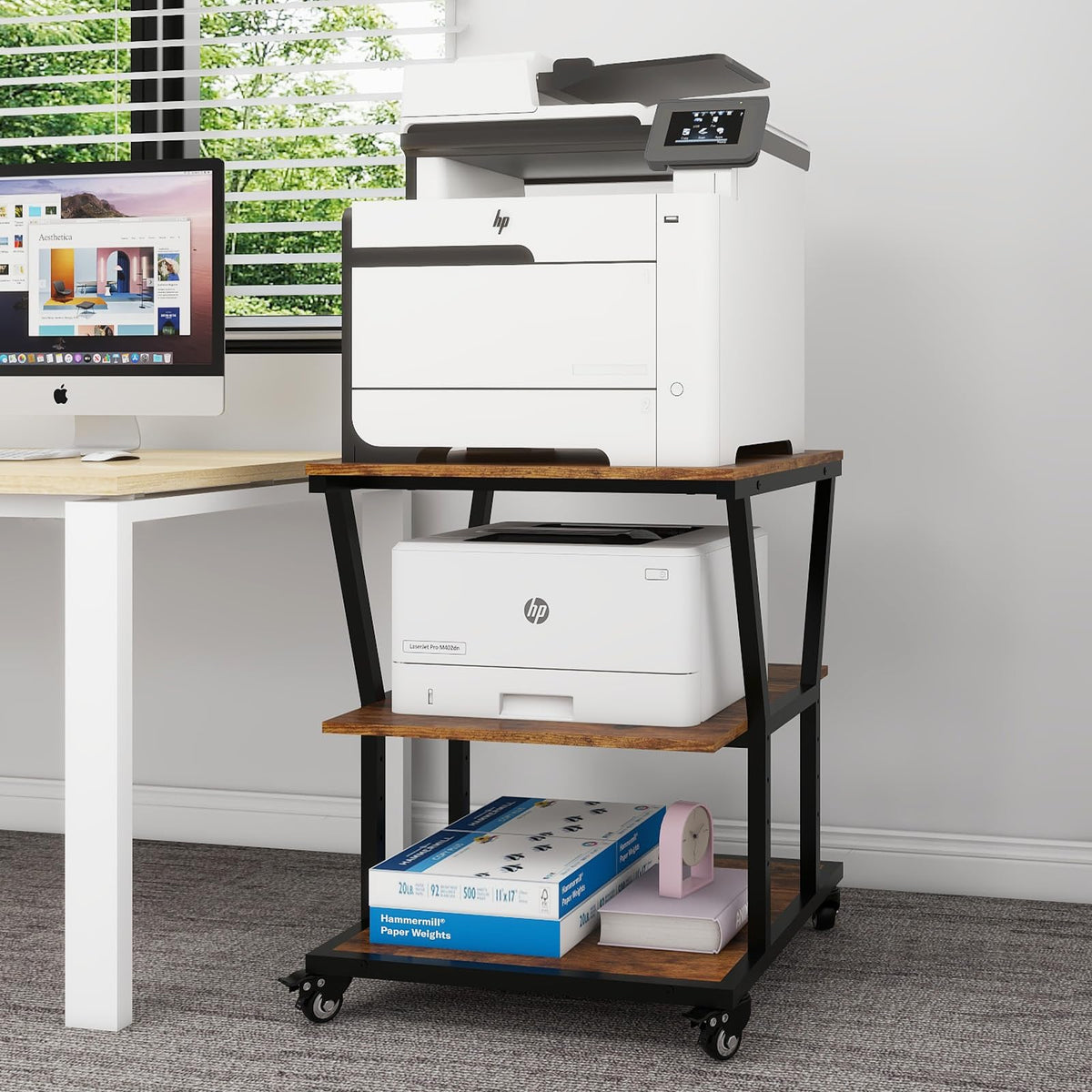 Natwind 2 Tier Printer Stand, 24''x24'',for Large Heavy Printers, Retro