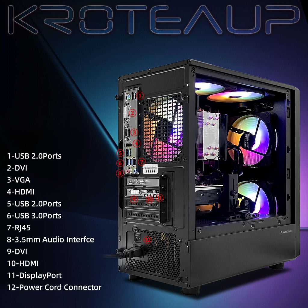 Gaming PC Desktop Computer, Intel Core I7, GTX 1050 Ti 4GB,16G RAM,512G SSD