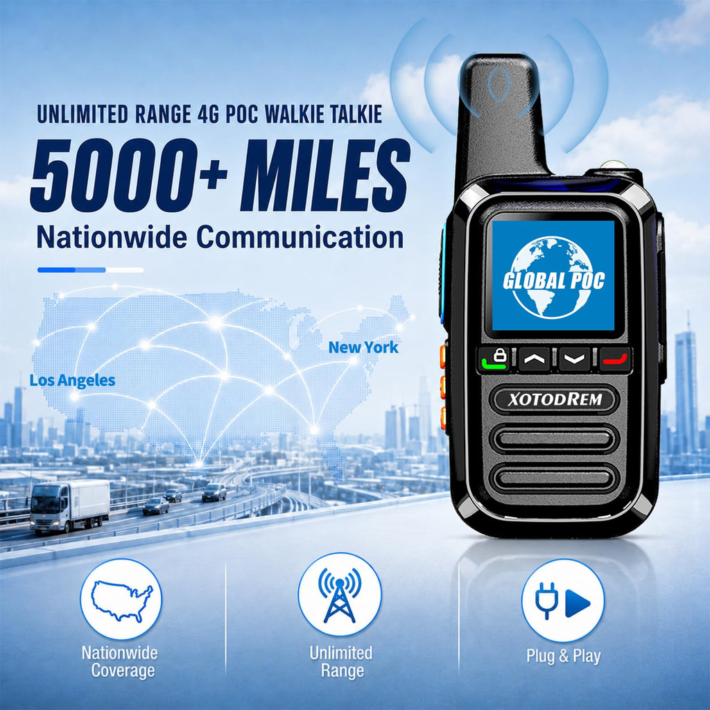 Global Lifetime Free Rapid Walkie Talkies Unlimited Range 4G LTE PoC(Push-to-Talk Over Cellular) Radios Nationwide PTT Long Distance for Family, Logistics, Company 2pcs with sim Card