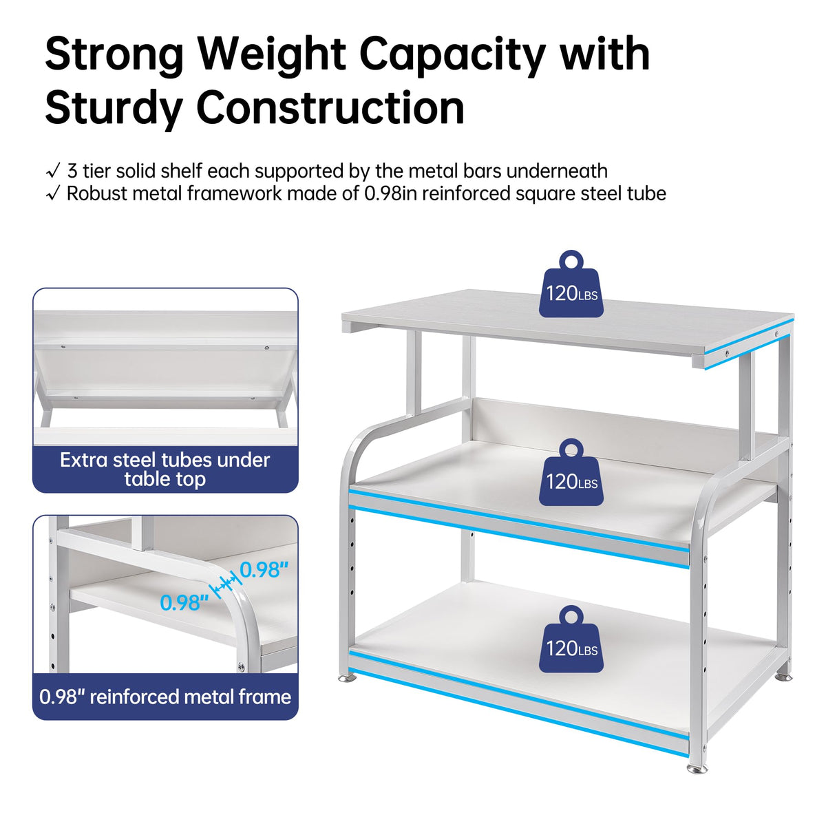 Fannova 23.6"x18.9"x30" Large Printer Stand with Adjustable Storage Shelf
