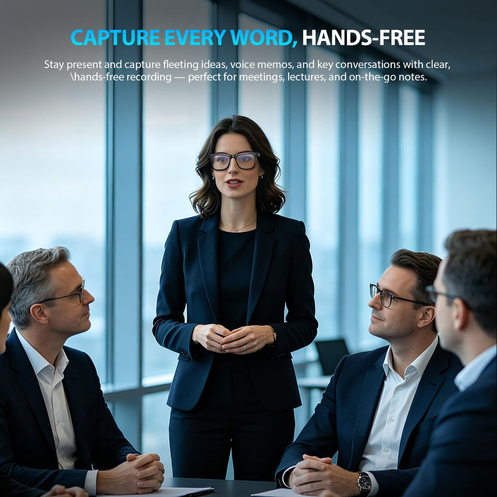 AI Smart Glasses with Camera & Voice Assistant,8MP 1080P HD Video