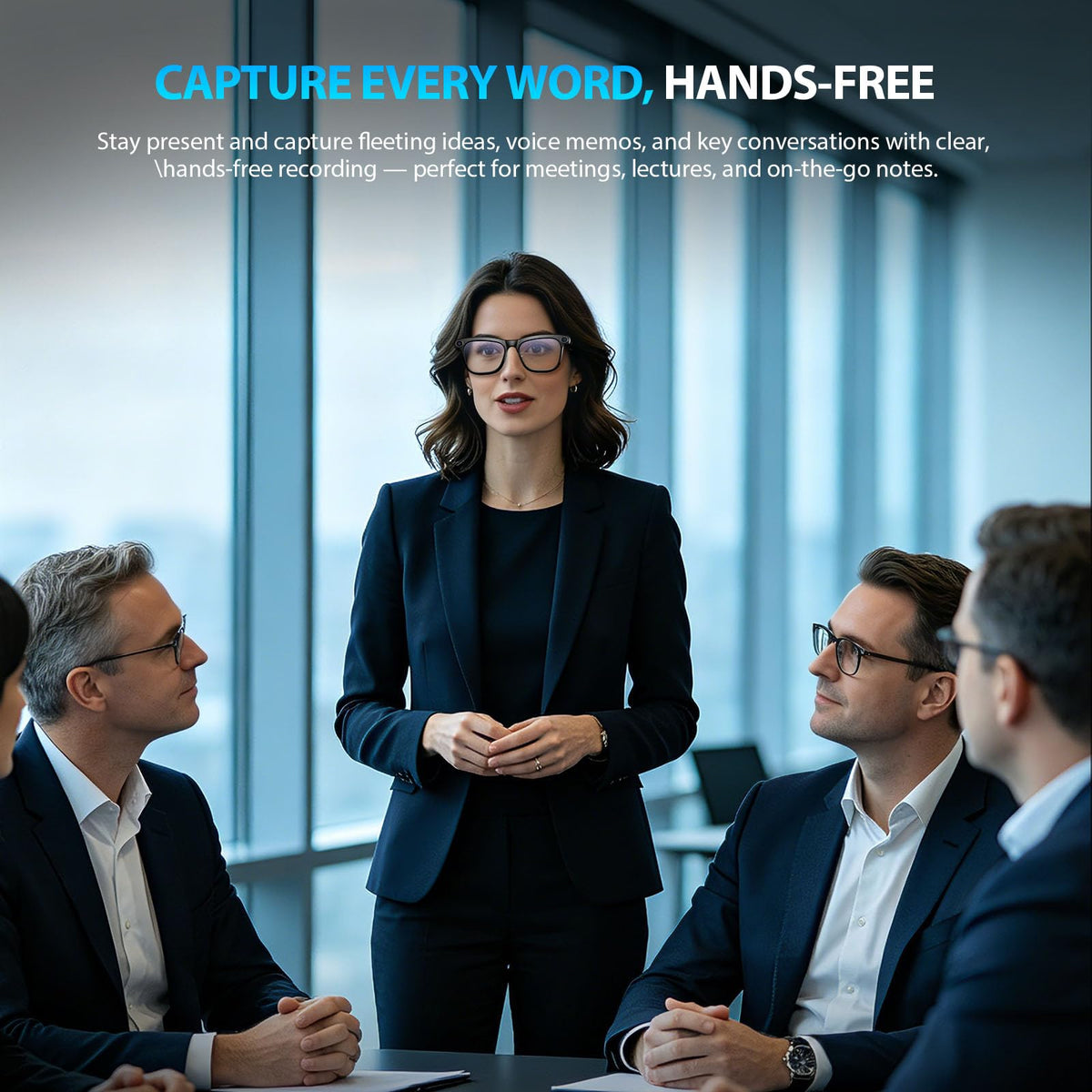 AI Smart Glasses with Camera & Voice Assistant,8MP 1080P HD Video