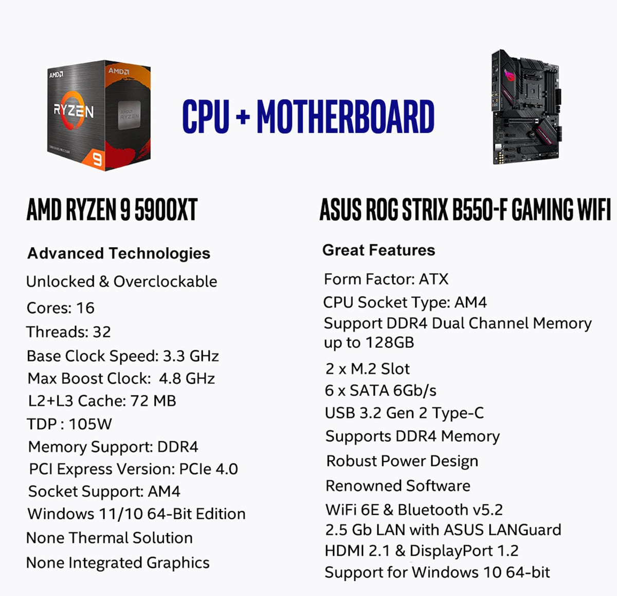 MICRO CENTER AMD 5500 Processor with ASUS TUF Gaming A520M Plus Motherboard