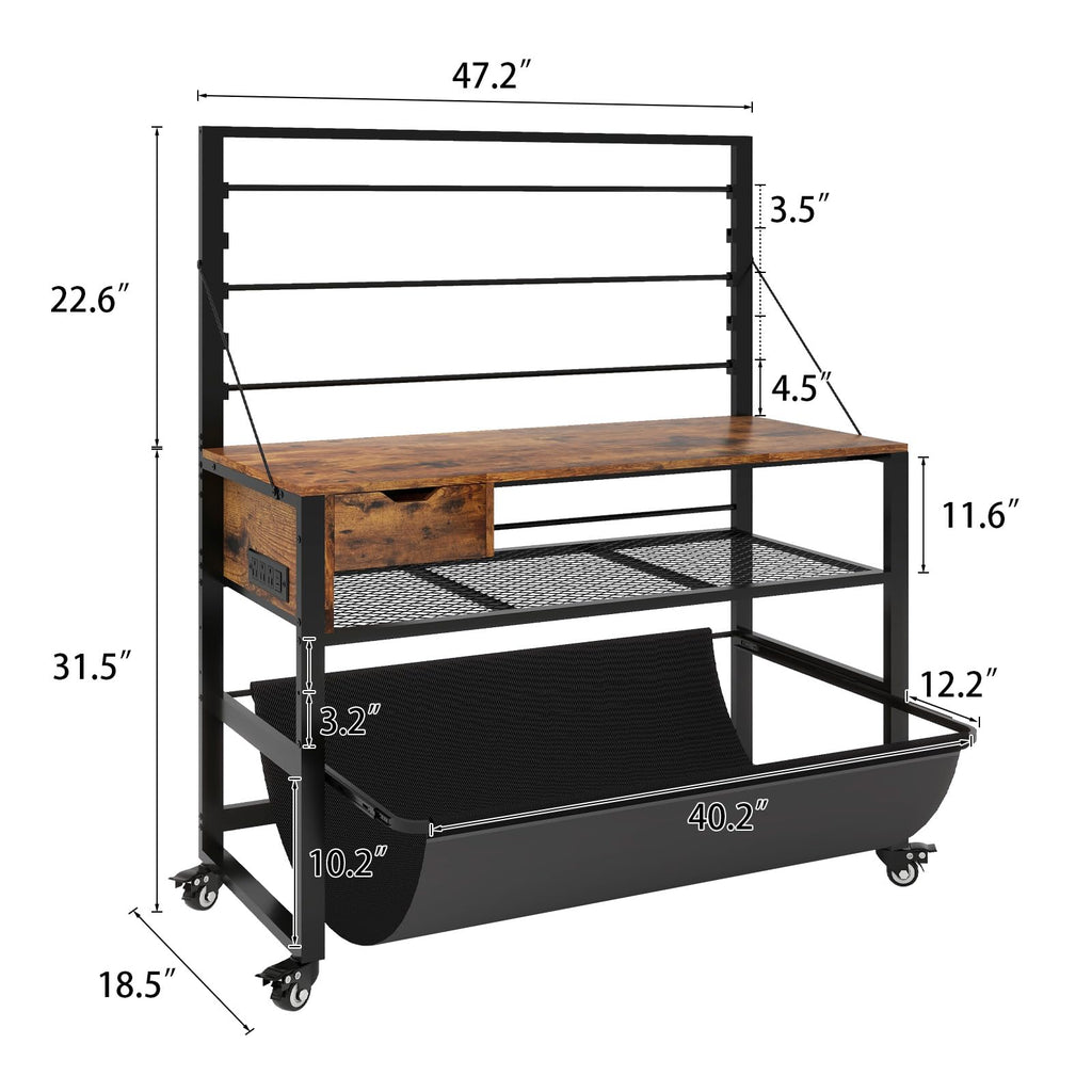 Natwind Wide Format Printer Stand, Plotter Workbench Table,Black