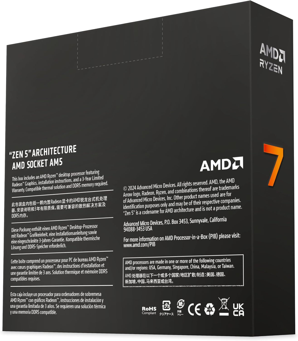 AMD Ryzenâ¢ 7 9700X 8-Core, 16-Thread Unlocked Desktop Processor