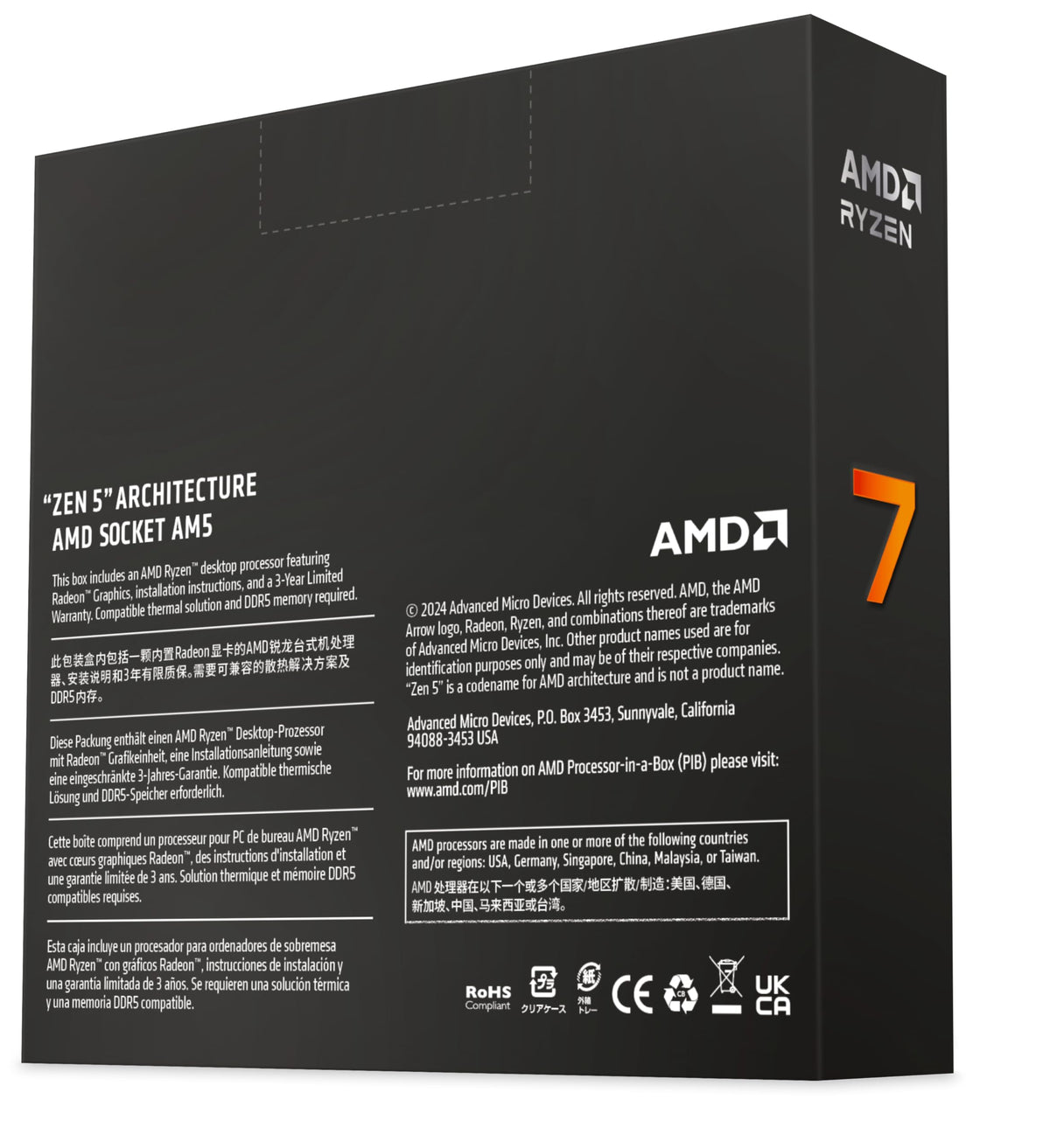 AMD Ryzenâ¢ 7 9700X 8-Core, 16-Thread Unlocked Desktop Processor