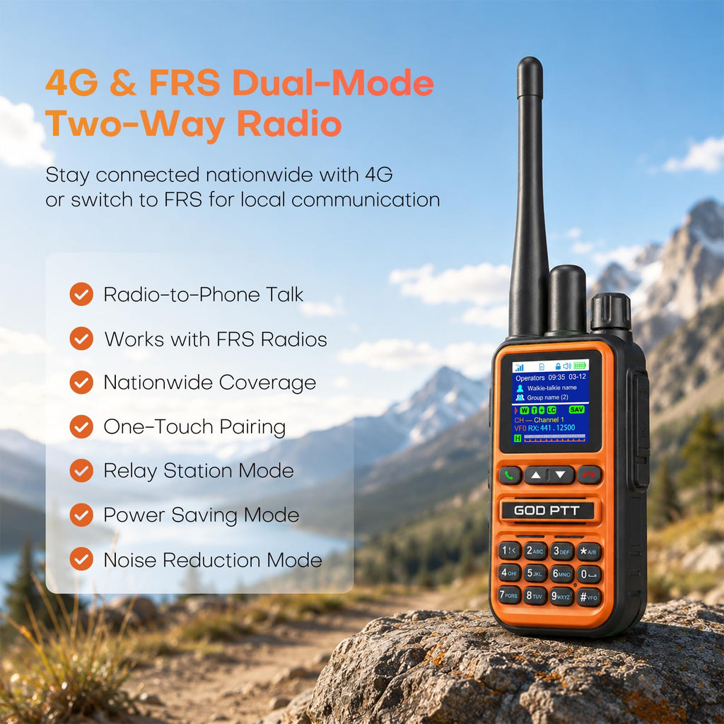 PoC+FRS Dual Mode 4G LTE Long Range Walkie Talkies, Blackï¼2-Pack