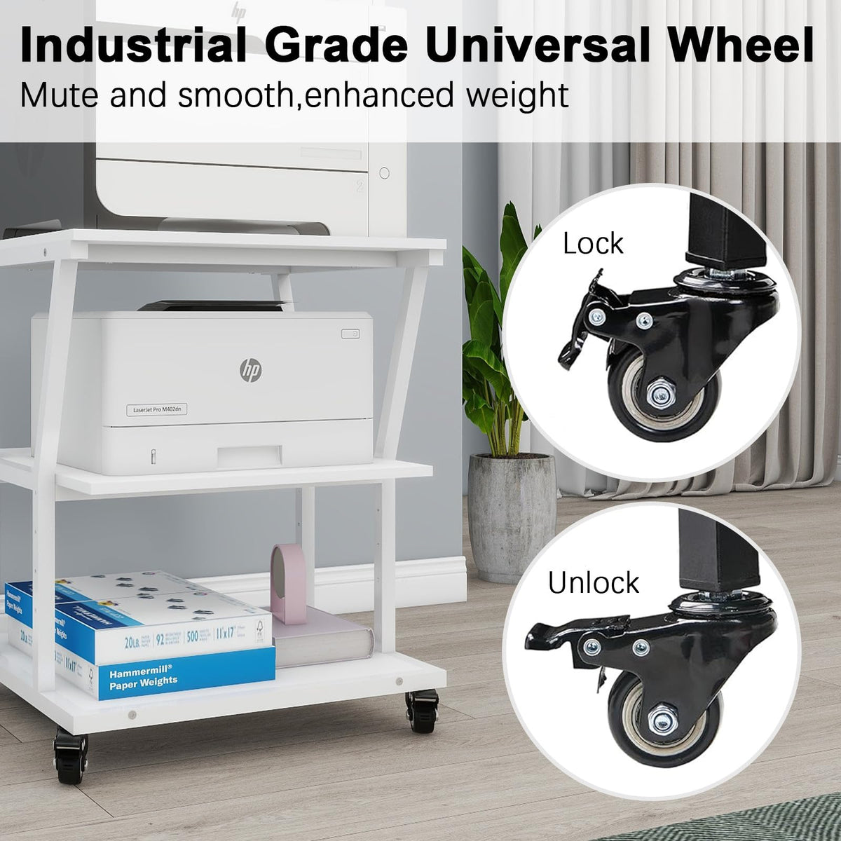 Natwind 2 Tier Printer Stand, 24''x24'',for Large Heavy Printers, Retro