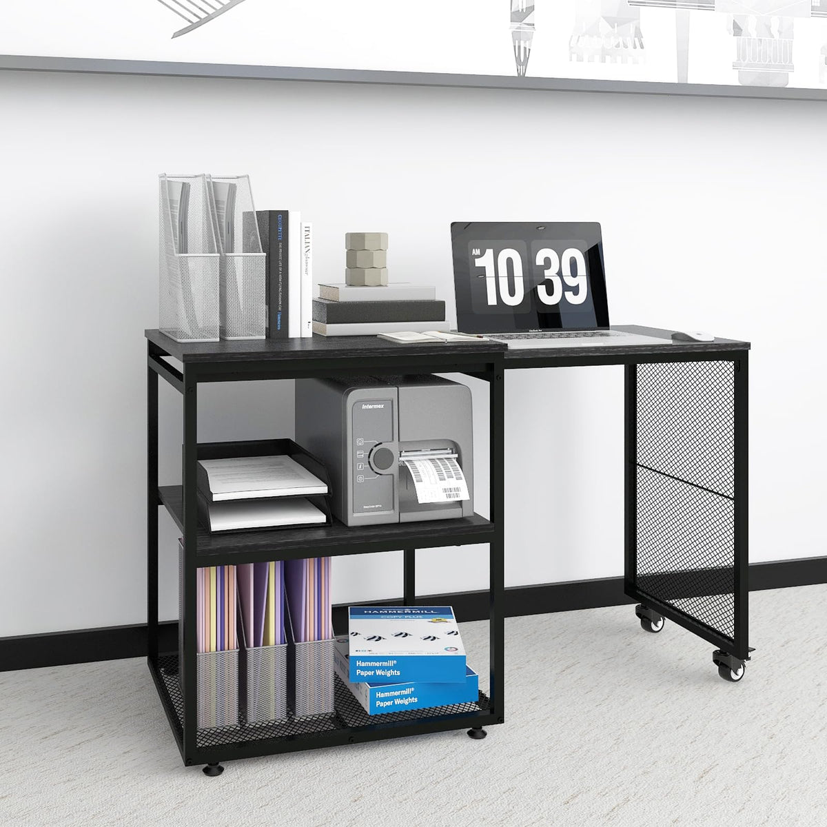 Natwind 24''x20'' Large Printer Stand,Extendable Home Craft Table,Retro