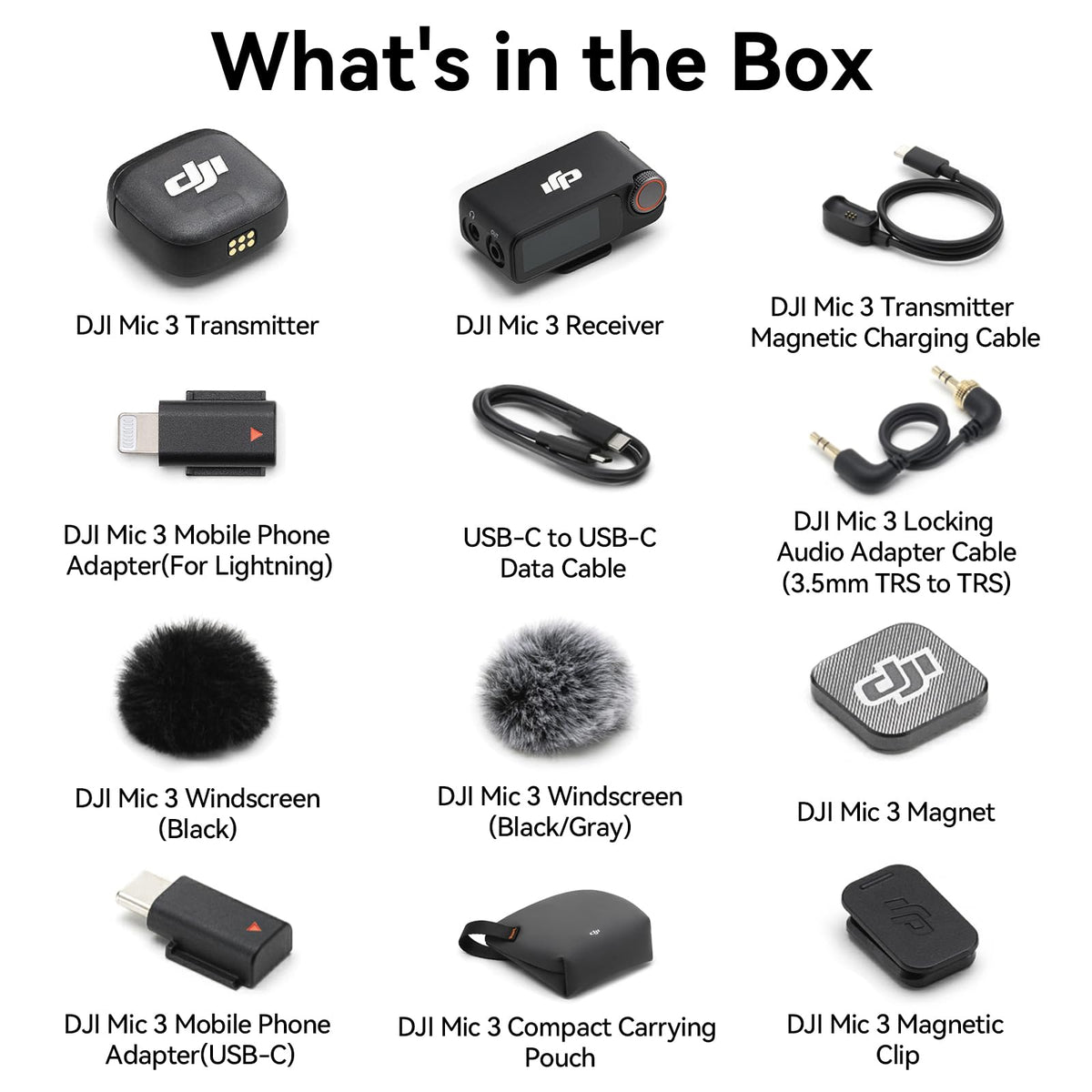 DJI Mic 3 (2 TX + 1 RX + Charging Case) + Lightning Adapter