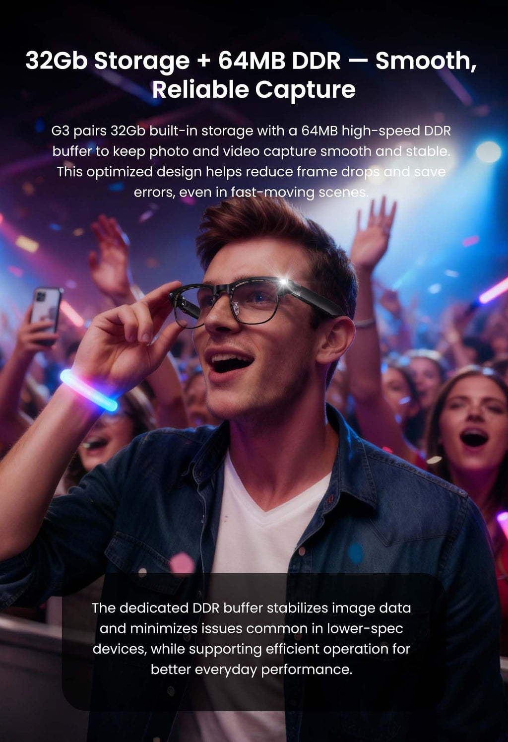 G5 AI Smart Glasses with Camera, 13MP Recording Glasses for Big Heads - XXL