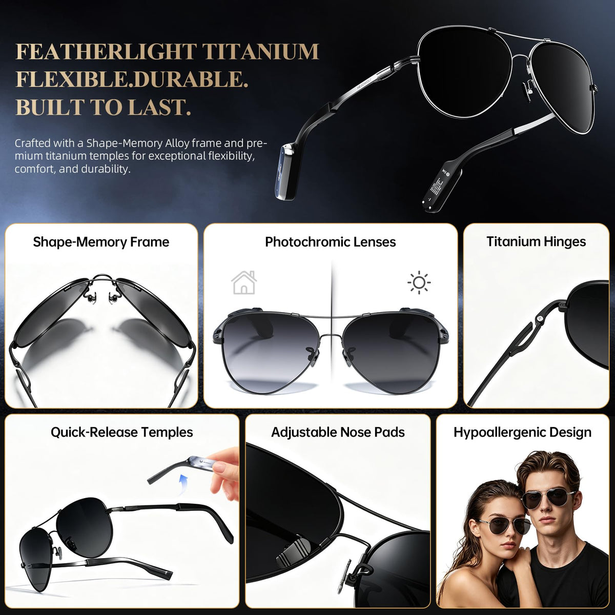 Headwolf AI Smart Glasses with 8MP Camera & Magnetic Privacy Cover
