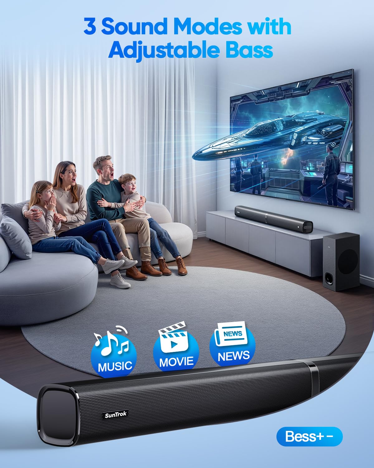 Karaoke Soundbar with Subwoofer for TV and 2 Wireless Microphones