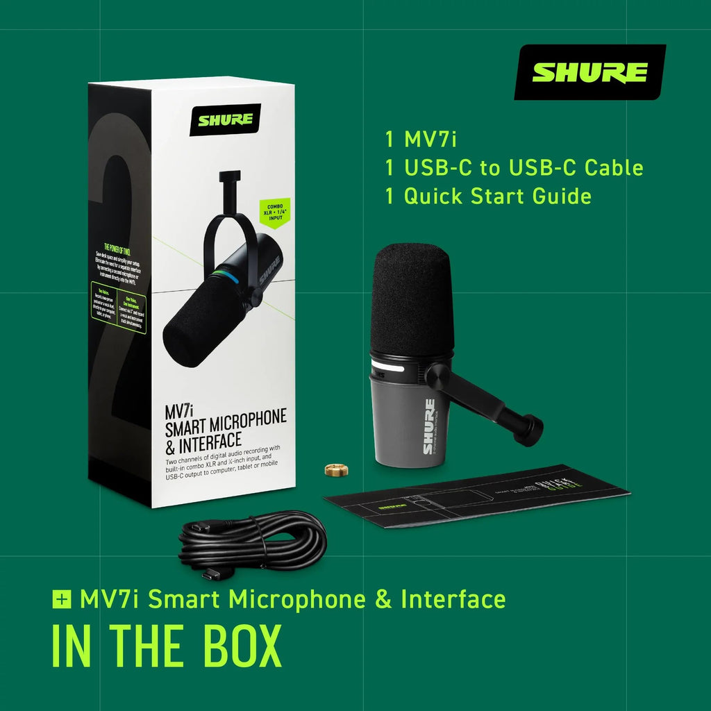 Shure MV7X XLR Dynamic Podcast & Recording Microphone - Black