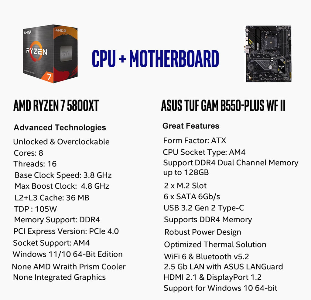 MICRO CENTER AMD 5500 Processor with ASUS TUF Gaming A520M Plus Motherboard
