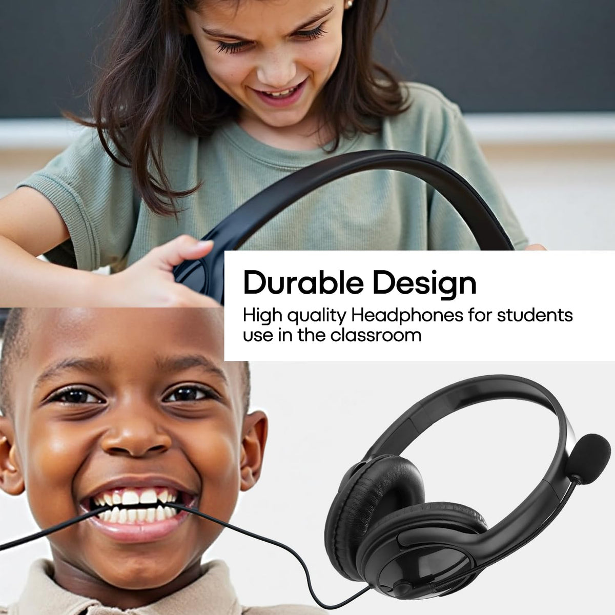 20 Pack Bulk Headset with Microphone for Classroom, Noise Canceling Computer Headphones with Microphone for Office, Durable 3.5mm Wired Headset with Mic for Meetings Laptop PC