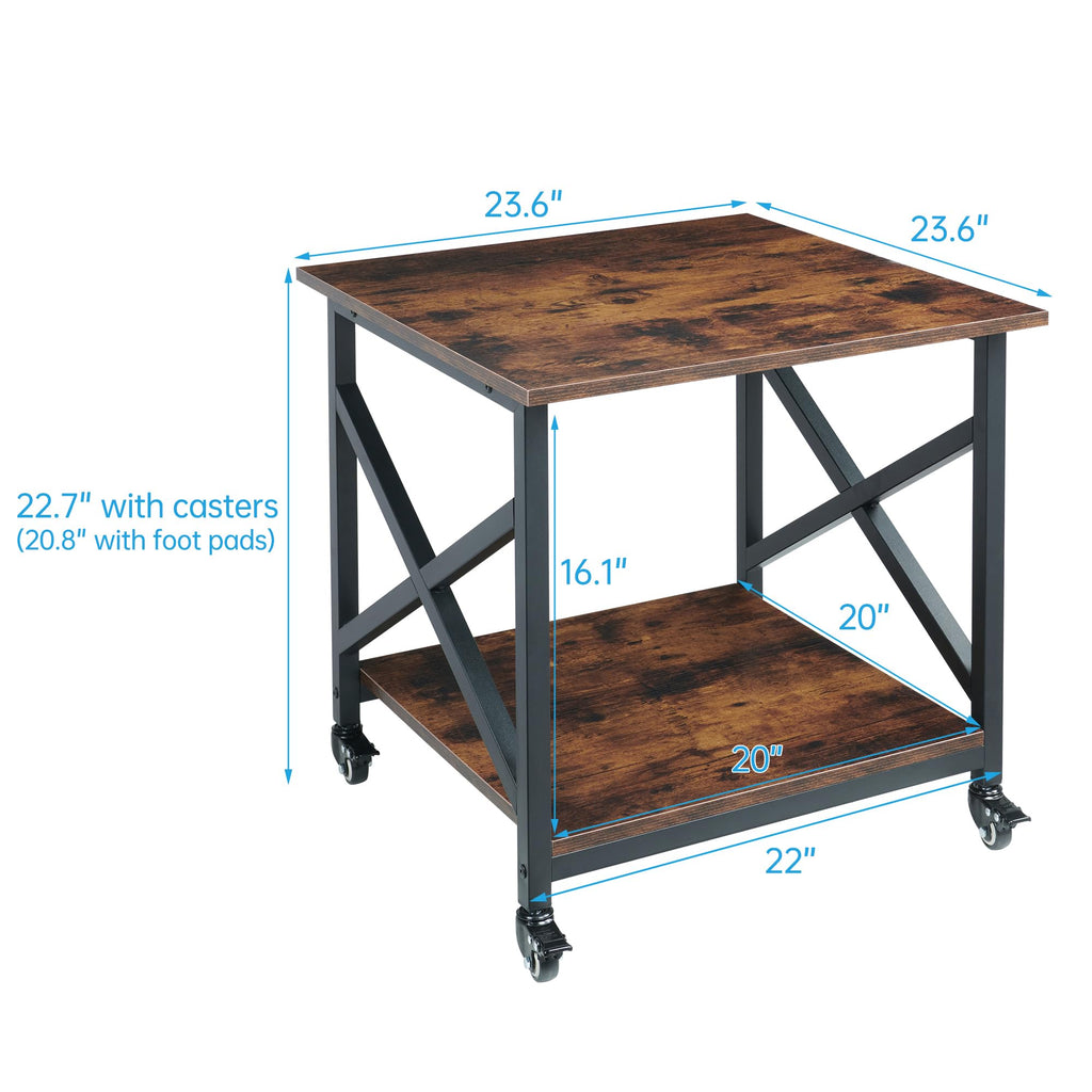 Fannova 2 Tier Large Printer Stand 23.6"x23.6"x22.6" with Storage Shelf